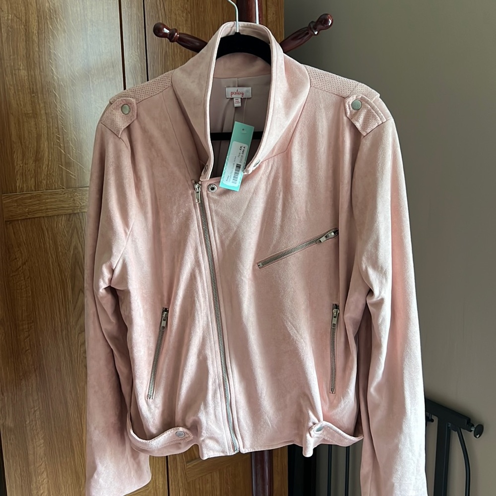 Stitch Fix Pixley Kendari faux suede moto style light pink jacket NWT!
